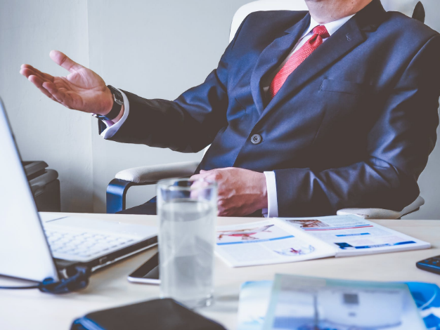 a lawyer meeting clients